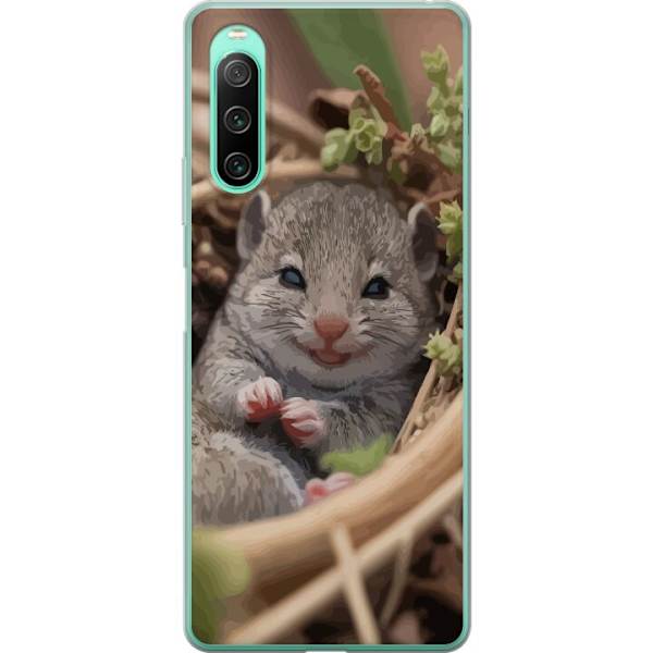 Sony Xperia 10 IV Läpinäkyvä kuori Rotta Hymyilevä Eläinaihe Kaupunkikuva Urban Graafinen Suunnittelu Suosittu Hauska Motiivi Taide Tyyli