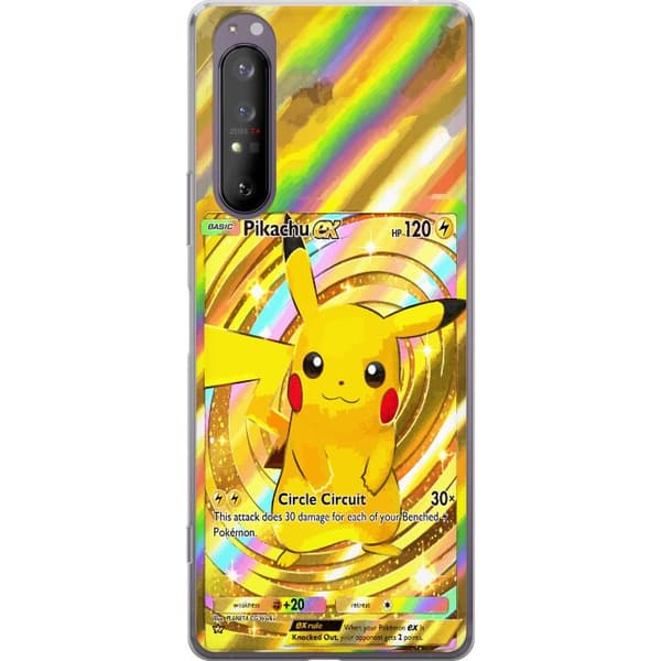 Kompatibelt Mobildeksel til Sony Xperia 1 II Gullig Pikachu EX samlebilde med regnbueeffekter gull