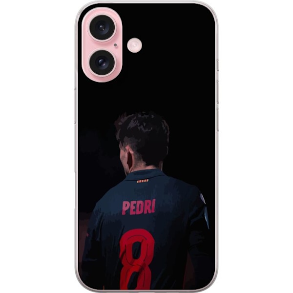 Apple iPhone 16 Gennemsigtig cover Pedri FC Barcelona Fodbold Spansk Midtbanespiller Mål Sportsmotivation Fans Børn Ungdom