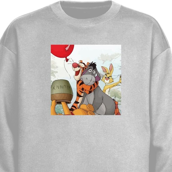 Sweatshirt for Voksen | Klassisk Collegegenser Nalle Puh og Io grå M