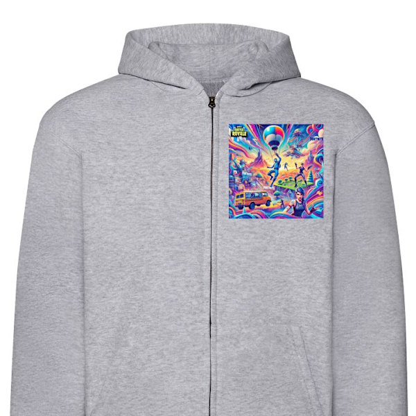 Zip-Hoodie | Huvtröja med Dragkedja för Vuxna Fortnite vs Mi grå L