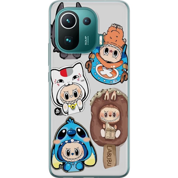Xiaomi Mi 11 Pro Läpinäkyvä kuori Labubu hahmokokoelma - Pop Mart Labubu The Monsters väriluulisessa muotoilussa