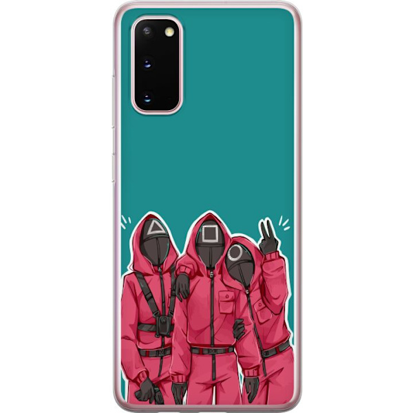 Samsung Galaxy S20 Genomskinligt Skal Squid Game Karaktärer Grafisk Design Seriefigurer Populär TV Motiv Asiatisk Stil Spännande Trend