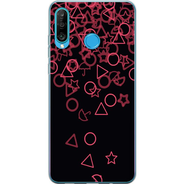 Huawei P30 lite Genomskinligt Skal Squid Game Ikoner Serie Design Populärt TV Spel Ikoner Grafiskt Motiv Asiatisk Trend Dramaserie