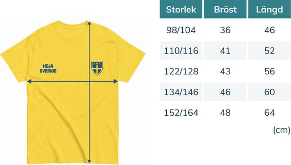 Sverige Fotbollströja Barn med Eget Tryck & Namn Hemma 134/146