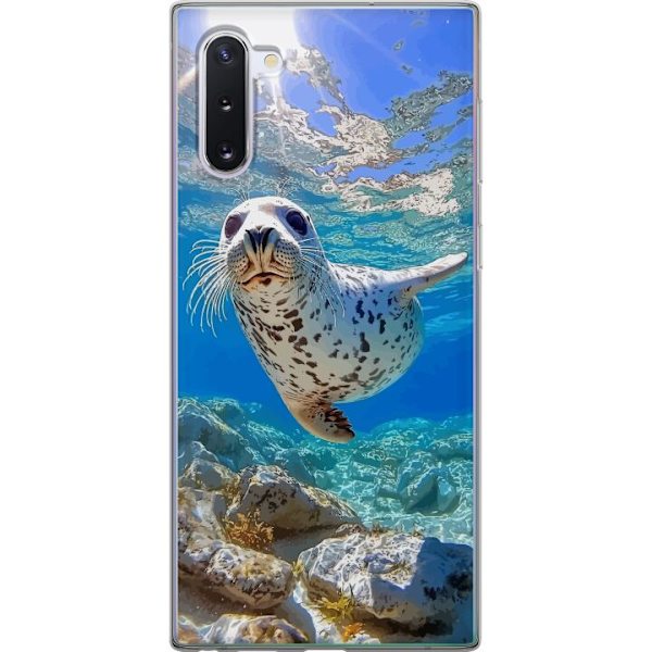 Samsung Galaxy Note10 Genomskinligt Skal Säl Hav Simmande Djurmotiv Natur Vattenmotiv Blå Design Marint Tema Populärt Motiv Djurliv