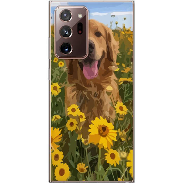 Samsung Galaxy Note20 Ultra Läpinäkyvä kuori Kultainennoutaja Auringonkukkapelto Koiramotiivi Luonto Kesä Suunnittelu Suosittu Koirarotu Perheen s