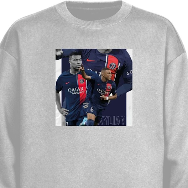 Sweatshirt för Vuxen | Klassisk Collegetröja Kylian Mbappé grå S