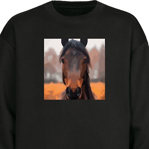 Sweatshirt for Voksen | Klassisk Collegegenser Høstens Hest svart XL