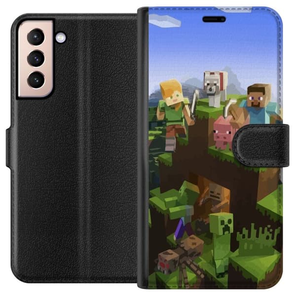 Kompatibelt Plånboksfodral till Samsung Galaxy S21 MineCraft
