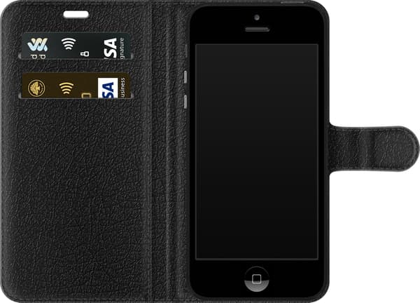 Kompatibel Tegnebogsetui til Apple iPhone 5 Juletræ med lyserøde hjerter - julemotiv på lyserød baggrund pink