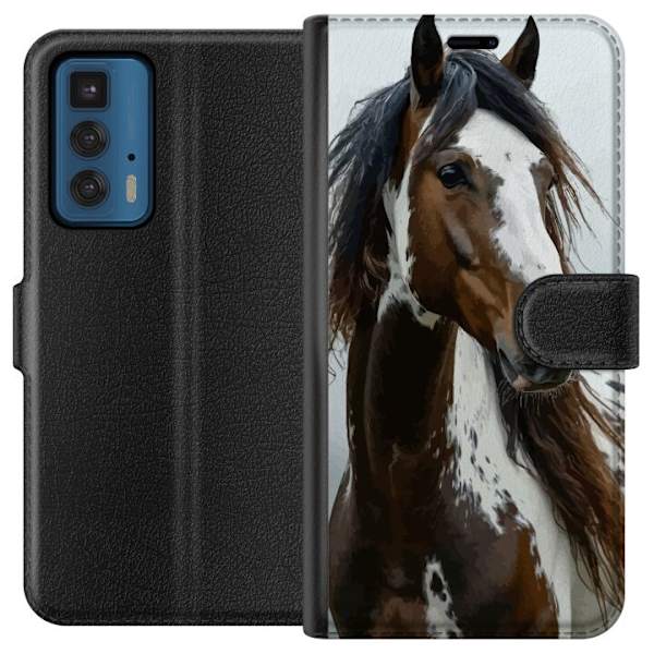Motorola Edge 20 Pro Lompakkokotelo Hevonen Eläimet Aihe Graafinen Suunnittelu Luonto Vahva Aihe Suosittu Taide Eläinten Teema Ratsastus