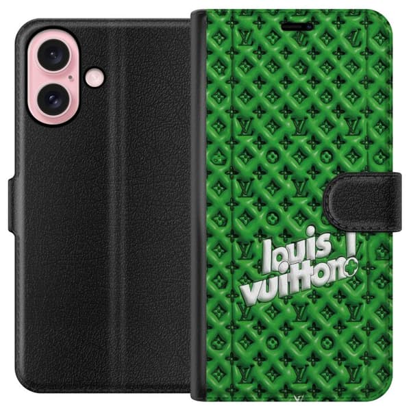 Yhteensopiva Lompakkokotelo Apple iPhone 16 Innoitettu vihreä monogrammi logolla vihreä