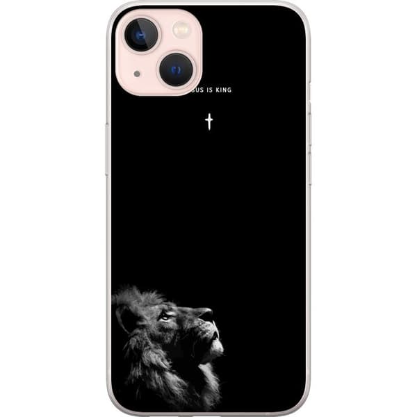 Kompatibel Mobilcover til Apple iPhone 13 Lejon med Jesus is King citat sort