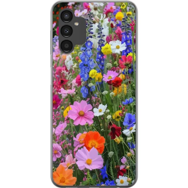 Samsung Galaxy A04s Läpinäkyvä kuori Kukkakuvioinen mobiilikuori kesäisellä niityllä ja luontomaisemalla