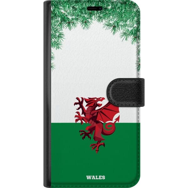 Kompatibel Tegnebogsetui til Apple iPhone 12 Pro Max Walisisk flag med rød drage og stilfuldt design grøn