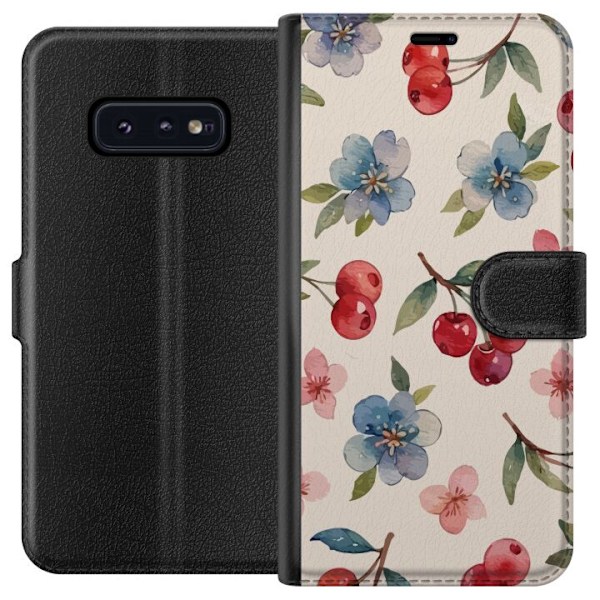 Samsung Galaxy S10e Tegnebogsetui Bær & Blomster - mønster m