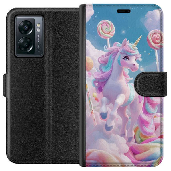 OnePlus Nord N300 Tegnebogsetui Enhjørning Candy Pastel Kawaii Motiv Sød Populær Farve Grafisk Trend Børne Motiv Fantasy Art