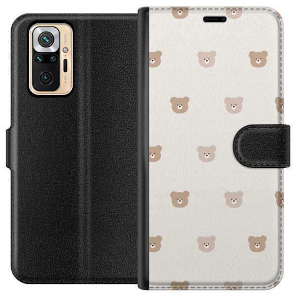 Xiaomi Redmi Note 10 Pro Tegnebogsetui Teddybaggrund - søde t