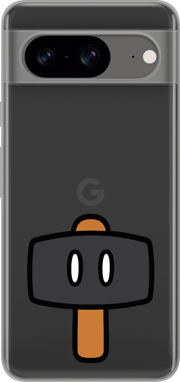 Kompatibel Mobilcover til Google Pixel 8 Sort spillehammer - Sort motiv med sort hammer. sort