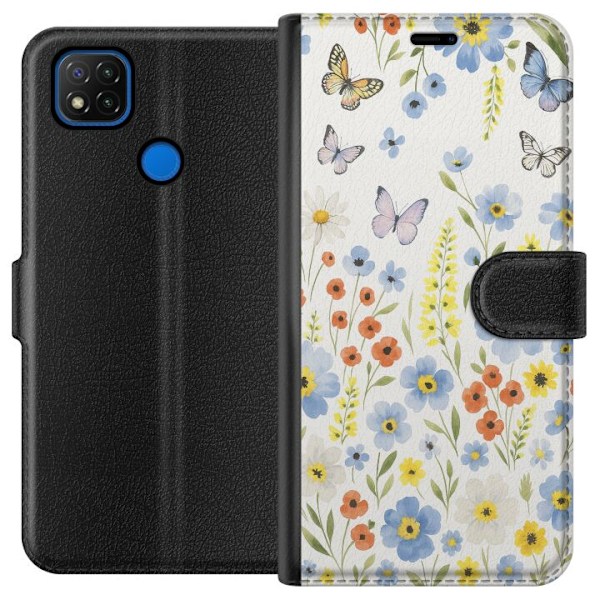 Xiaomi Redmi 9C Plånboksfodral Sommarblommor