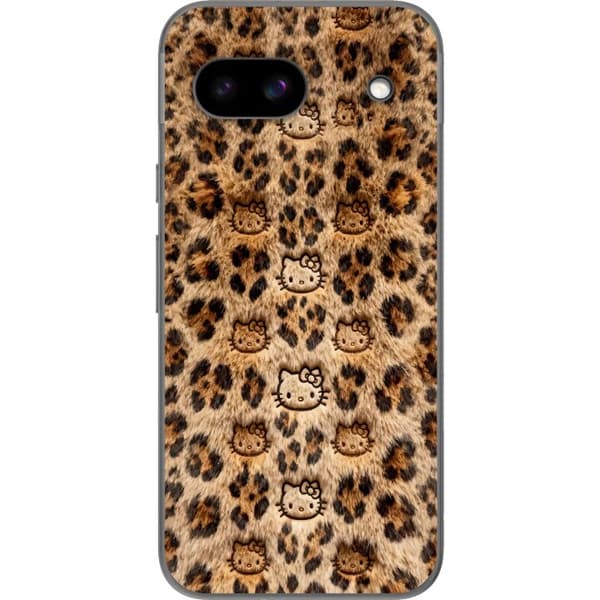 Kompatibelt Mobildeksel til Google Pixel 8a Søtt leopardmønster med katteansikter i leken design brun