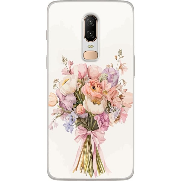 OnePlus 6 Genomskinligt Skal Mobilskal med färgglad blombukett i romantisk stil