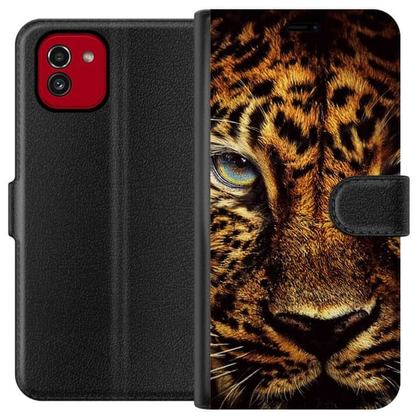 Kompatibel Tegnebogsetui til Samsung Galaxy A03 leopard