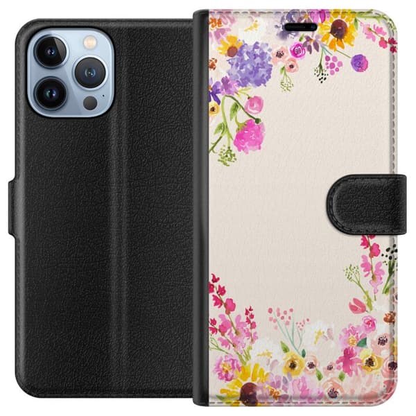 Kompatibelt Lommeboketui til Apple iPhone 13 Pro Max Blommig akvarellram