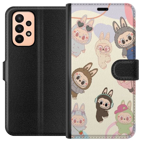 Samsung Galaxy A23 Plånboksfodral Labubu Pop Mart Kollektion Motiv Figur Samling Design Populärt Art Toy Pop Mart Kreativ Grafiskt