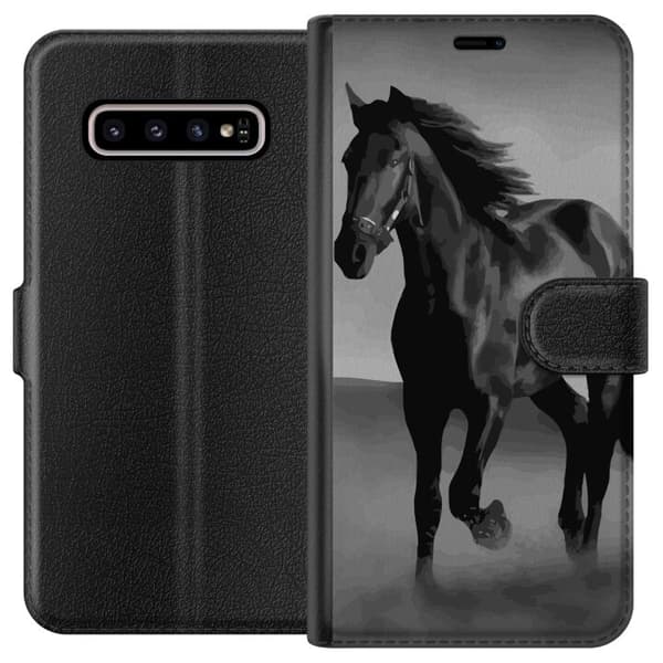 Kompatibelt Lommeboketui til Samsung Galaxy S10+ Mørk Hest