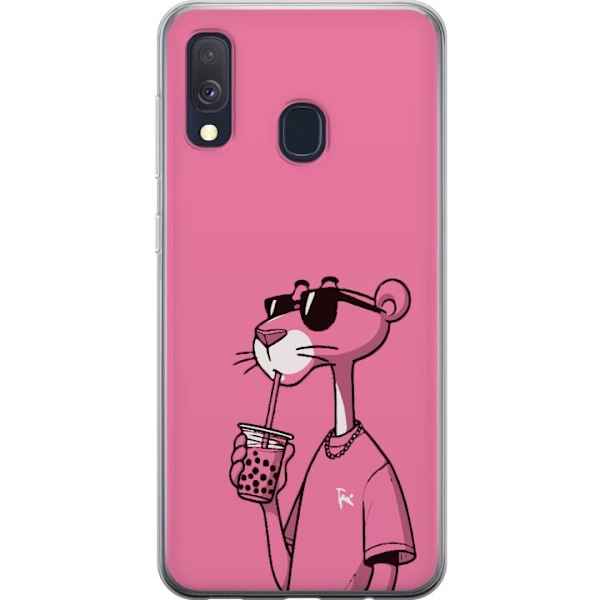 Samsung Galaxy A40 Genomskinligt Skal Pink Panter Drink