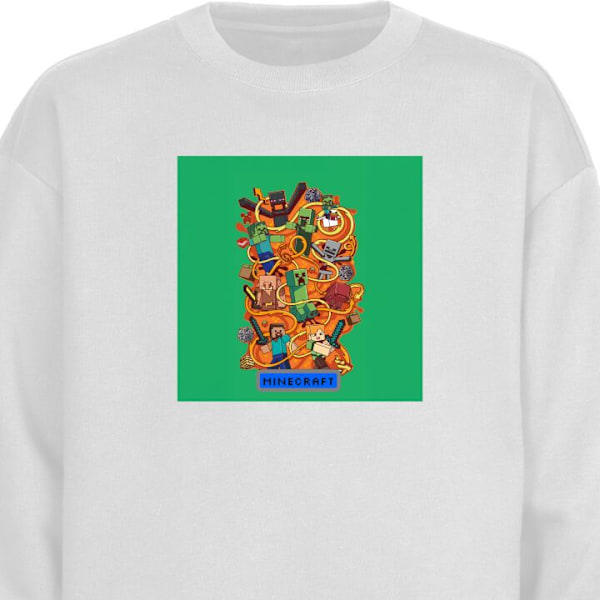 Sweatshirt for Voksen | Klassisk Collegegenser Minecraft hvit M