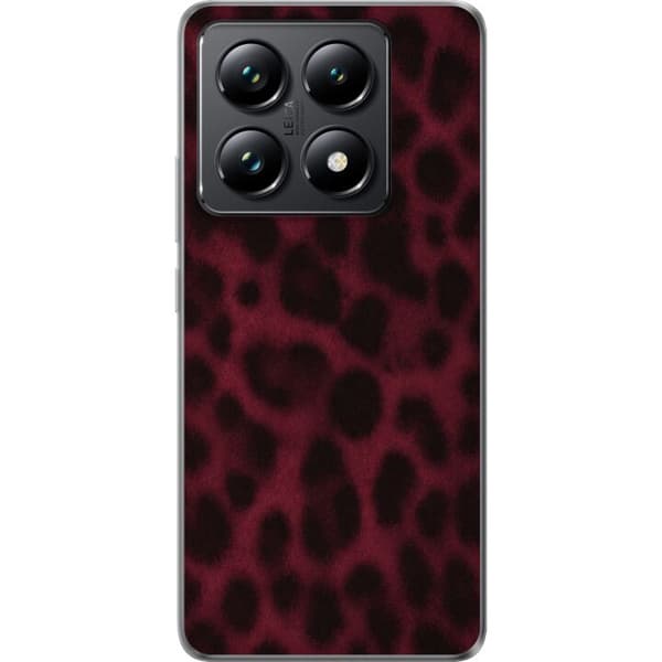 Kompatibelt Mobilskal till Xiaomi 14T Pro Vinröd leopard röd