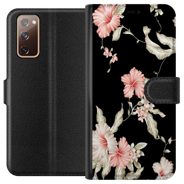 Samsung Galaxy S20 FE Tegnebogsetui Florering Mønster Sort