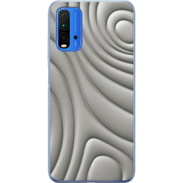Xiaomi Redmi 9T Genomskinligt Skal Silver Waves