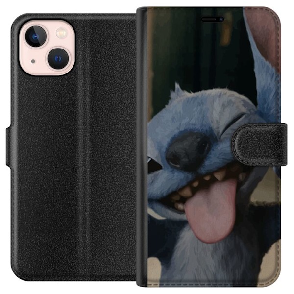 Apple iPhone 13 Plånboksfodral Stitch Söt Alien – Blå Favorit från Yttre Rymden