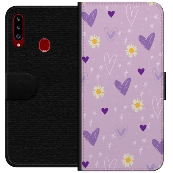 Kompatibel Tegnebogsetui til Samsung Galaxy A20s Blomster