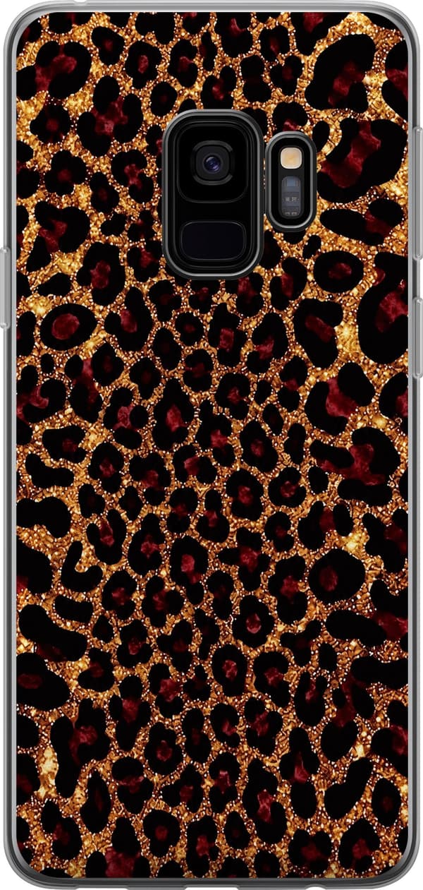 Kompatibelt Mobildeksel til Samsung Galaxy S9 Gullfarget glitterleopard gull