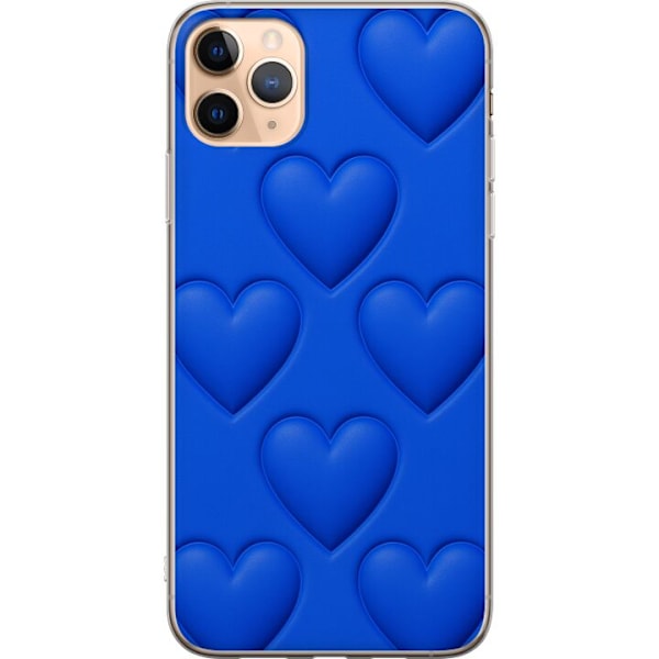 Apple iPhone 11 Pro Max Läpinäkyvä kuori Siniset Sydämet