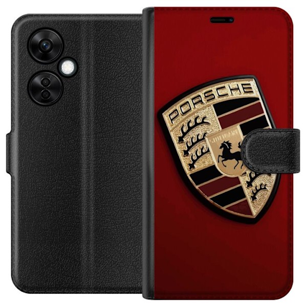 OnePlus Nord CE3 Plånboksfodral Mobilskal med stilren Porce logotyp i svartvitt