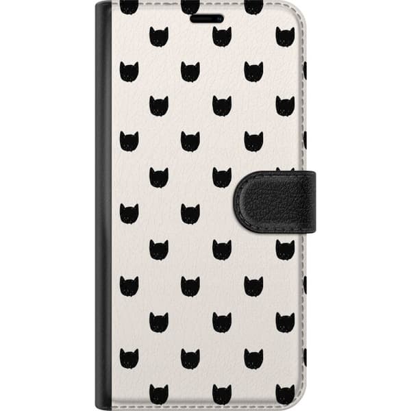 Kompatibel Tegnebogsetui til Samsung Galaxy A6 (2018) Beige kattegrafik beige