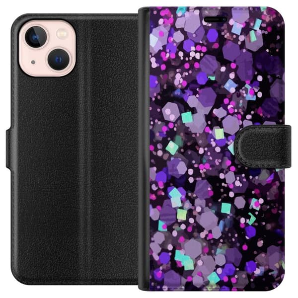 Kompatibel Tegnebogsetui til Apple iPhone 13 mini Lilla Glitter