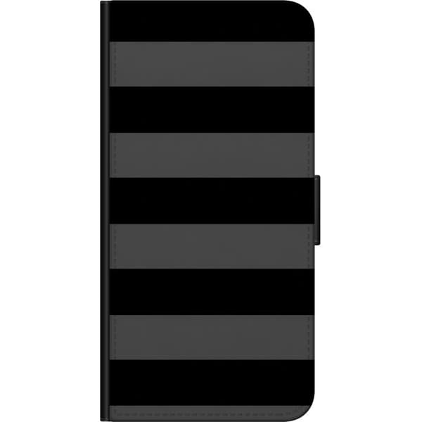 Kompatibelt Plånboksfodral till Nokia 2.4 Svartgrå ränder svart
