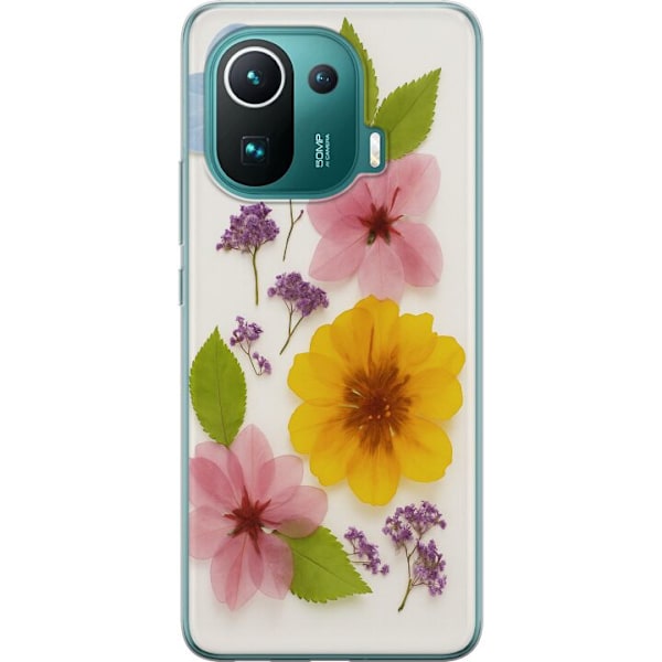 Xiaomi Mi 11 Pro Läpinäkyvä kuori Painetut kukat