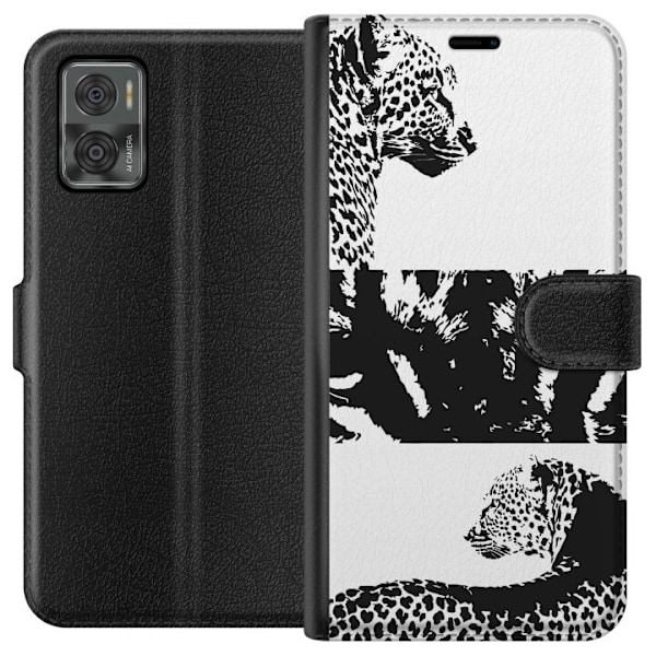 Motorola Moto E22i Tegnebogsetui Leopard Faces
