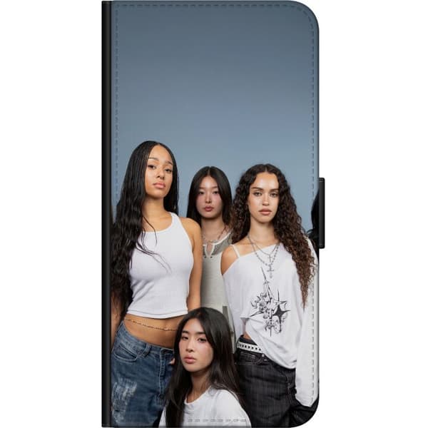 Kompatibel Tegnebogsetui til OnePlus 8 Gruppeportræt med seks piger i moderne stil mod blågrå baggrund blå