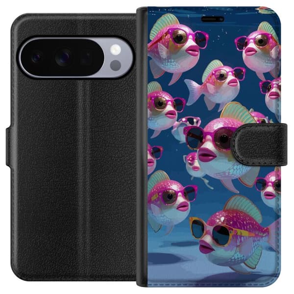 Kompatibel Tegnebogsetui til Google Pixel 11 Pro Fiskar med solglasögon blå