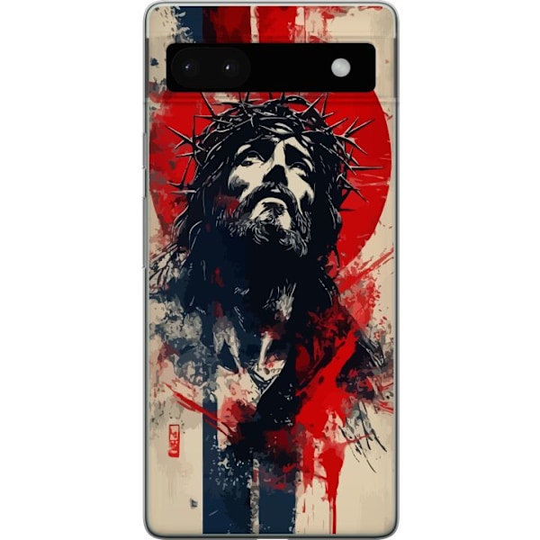 Google Pixel 6a Läpinäkyvä kuori Jeesus ristillä - kristillinen aihe vahvalla symboliikalla uskosta ja toivosta