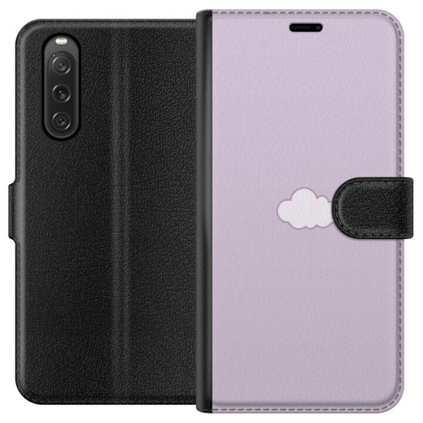 Sony Xperia 10 V Plånboksfodral Lila Moln – minimalistiskt moln på lila bakgrund